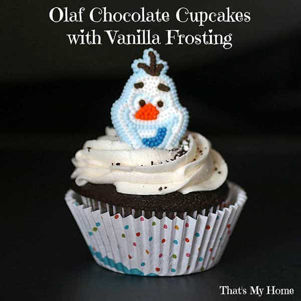 Olaf Chocolate Cupcakes with Vanilla Frosting