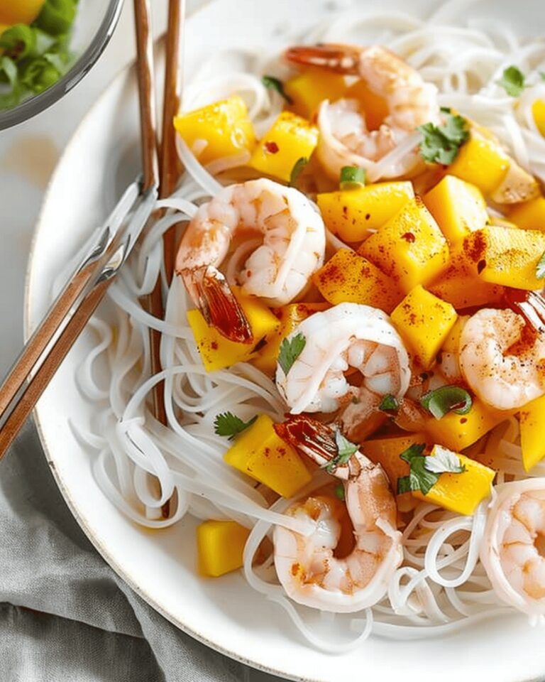 Cold Coconut Rice Noodles with Poached Shrimp, Mango, and Thai Chile Recipe