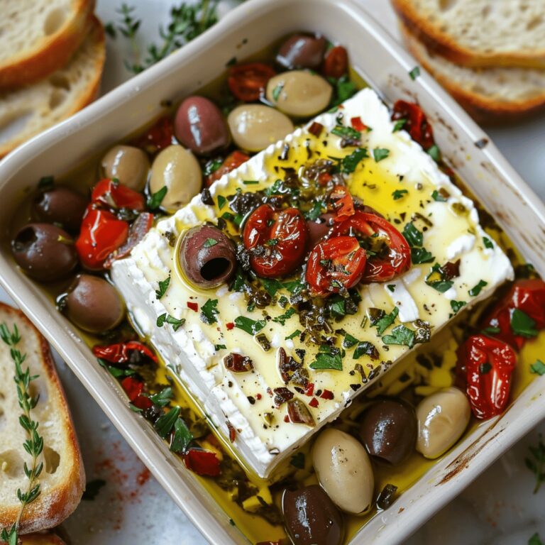 Rustic Baked Feta With Olives & Sun-Dried Tomatoes Recipe