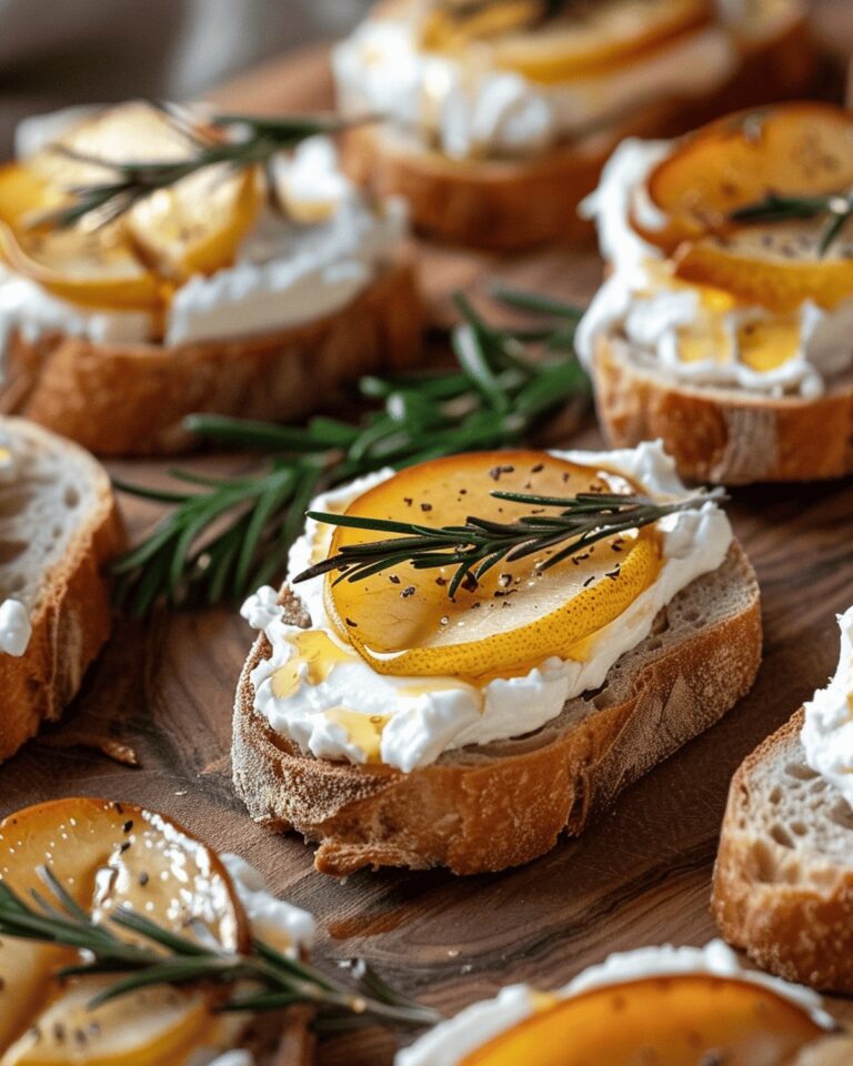 Caramelized Pear & Goat Cheese Toast With Rosemary Honey Drizzle Recipe