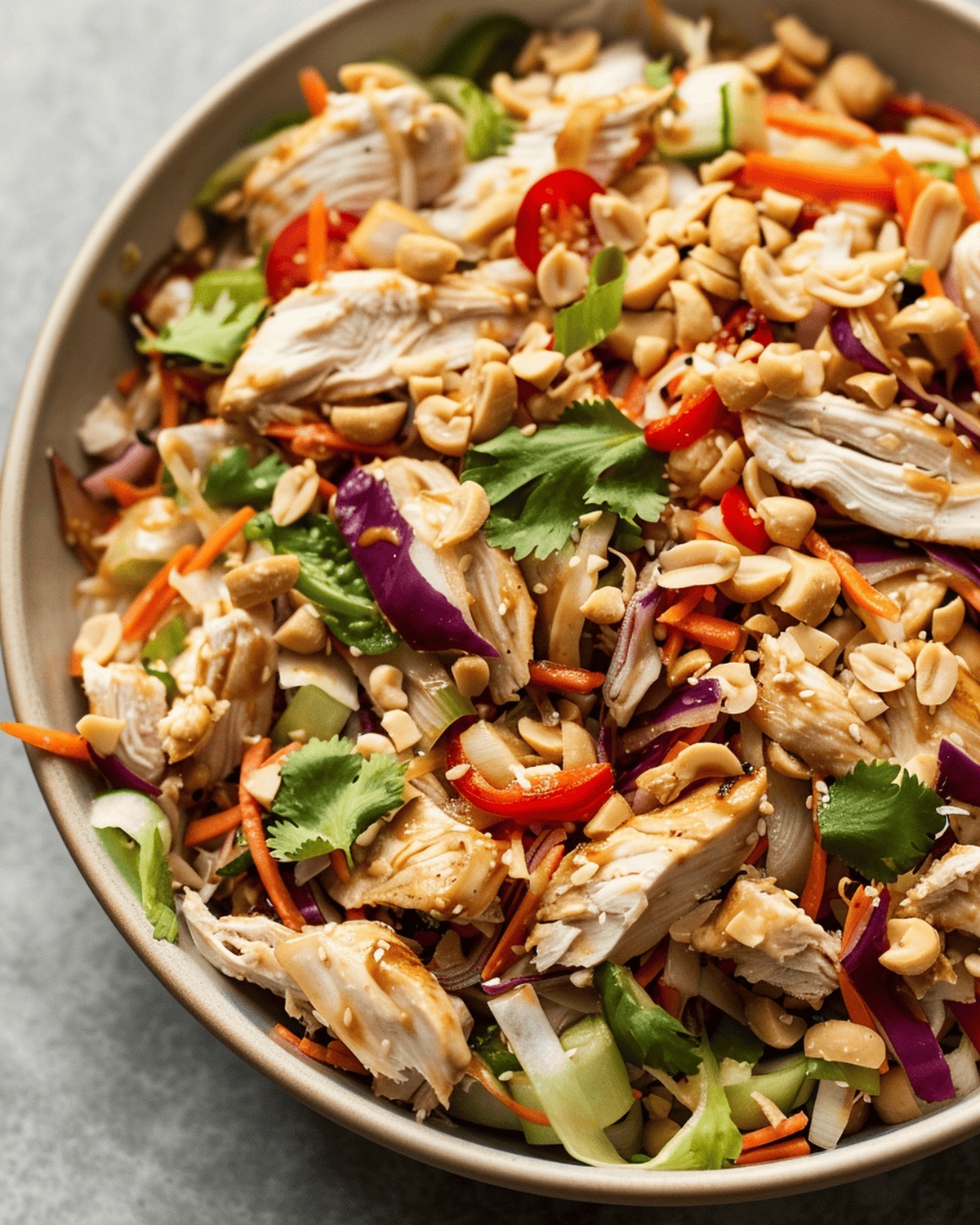 Thai Chicken Salad with Peanut Dressing Recipe