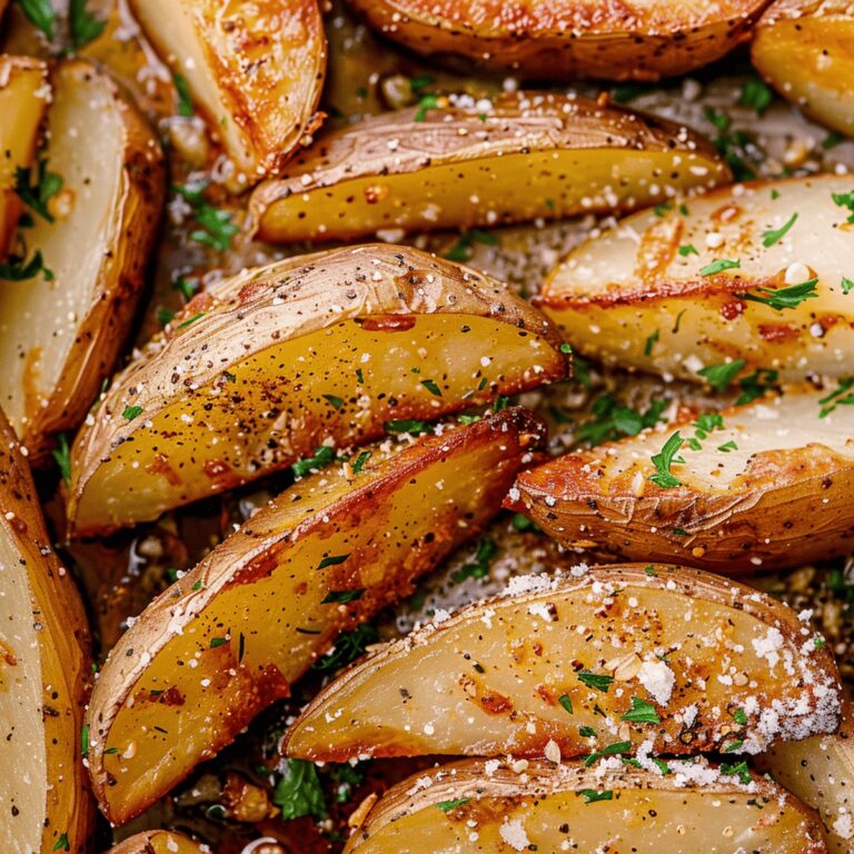 Crispy Garlic Parmesan Baked Potato Wedges Recipe