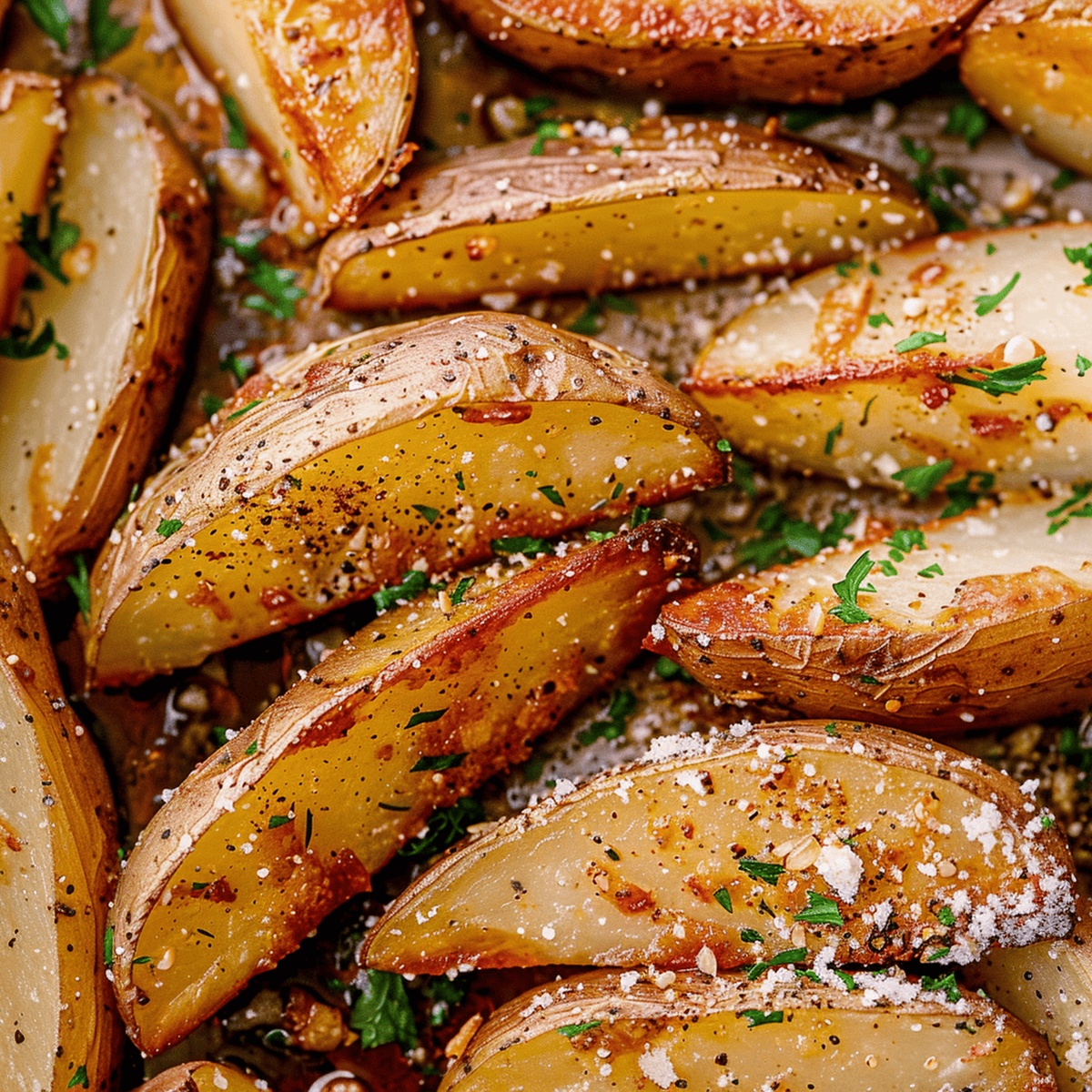 Crispy Garlic Parmesan Baked Potato Wedges Recipe