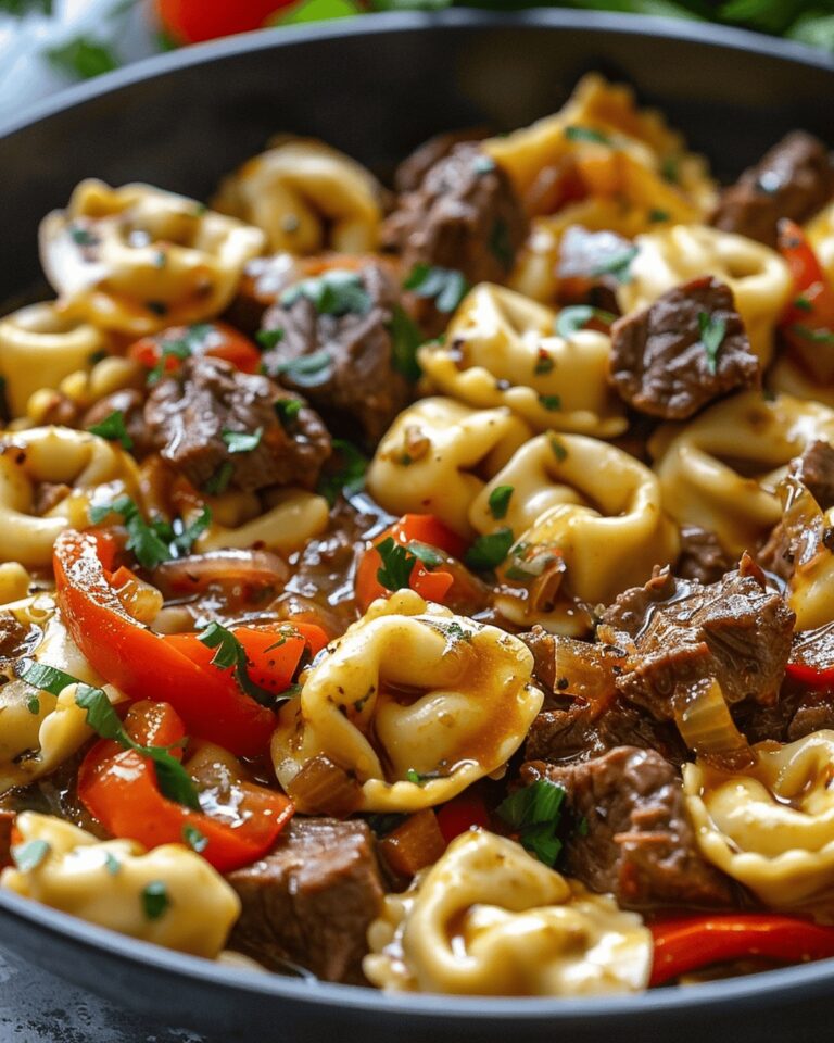 Indulgent Tortellini With Steak And Bell Peppers Recipe