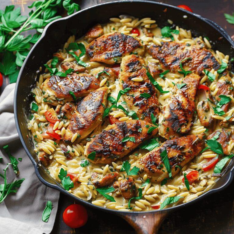 Silky Chicken Orzo Skillet Recipe