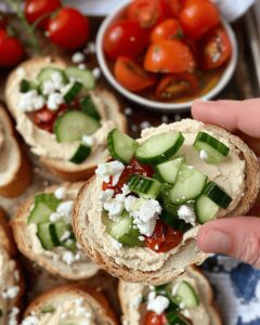 Vibrant Mediterranean Hummus Crostini Recipe