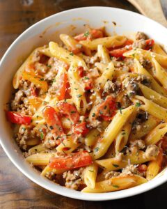 Italian Sausage And Colorful Pepper Pasta Bake Recipe