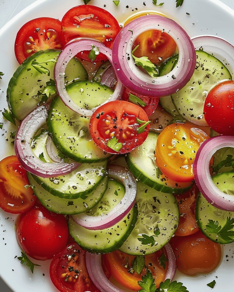 Crunchy Cucumber, Vibrant Tomato, and Tangy Onion Salad Recipe