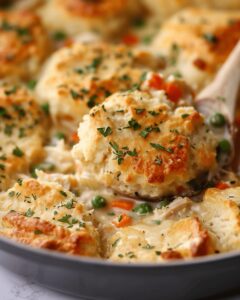 Rustic Skillet Chicken Pot Pie With Cheesy Garlic Biscuits Recipe