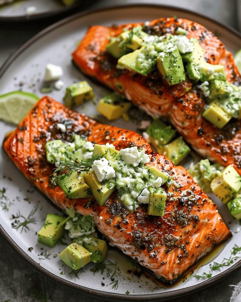 Baked Salmon with Avocado & Feta Recipe