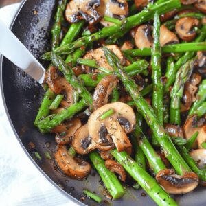 Crispy Garlic Sauteed Asparagus And Mushrooms Recipe