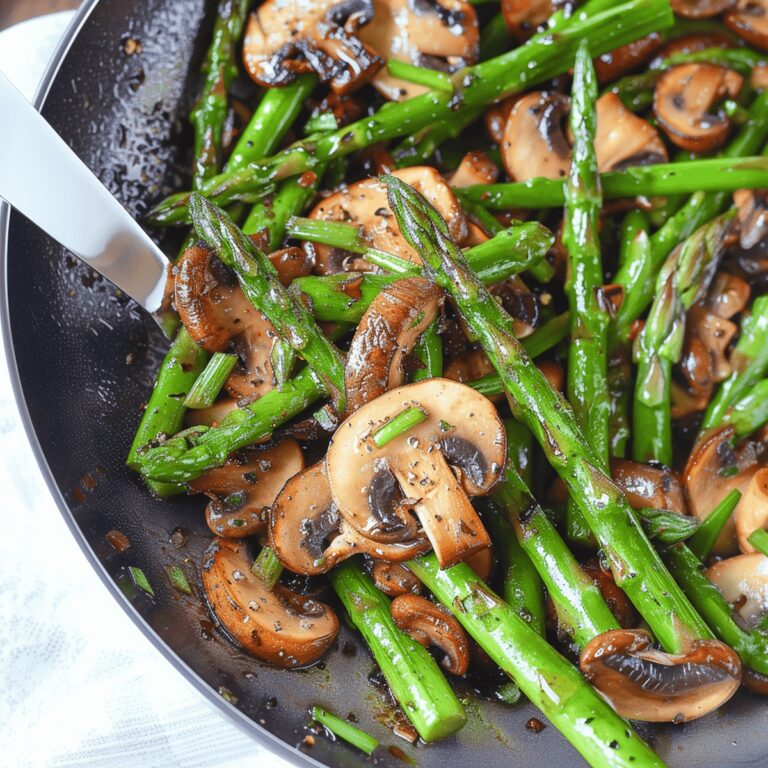 Crispy Garlic Sauteed Asparagus And Mushrooms Recipe