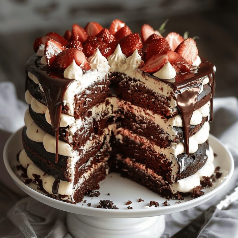 Luscious Dark Chocolate Strawberry Layer Cake Recipe