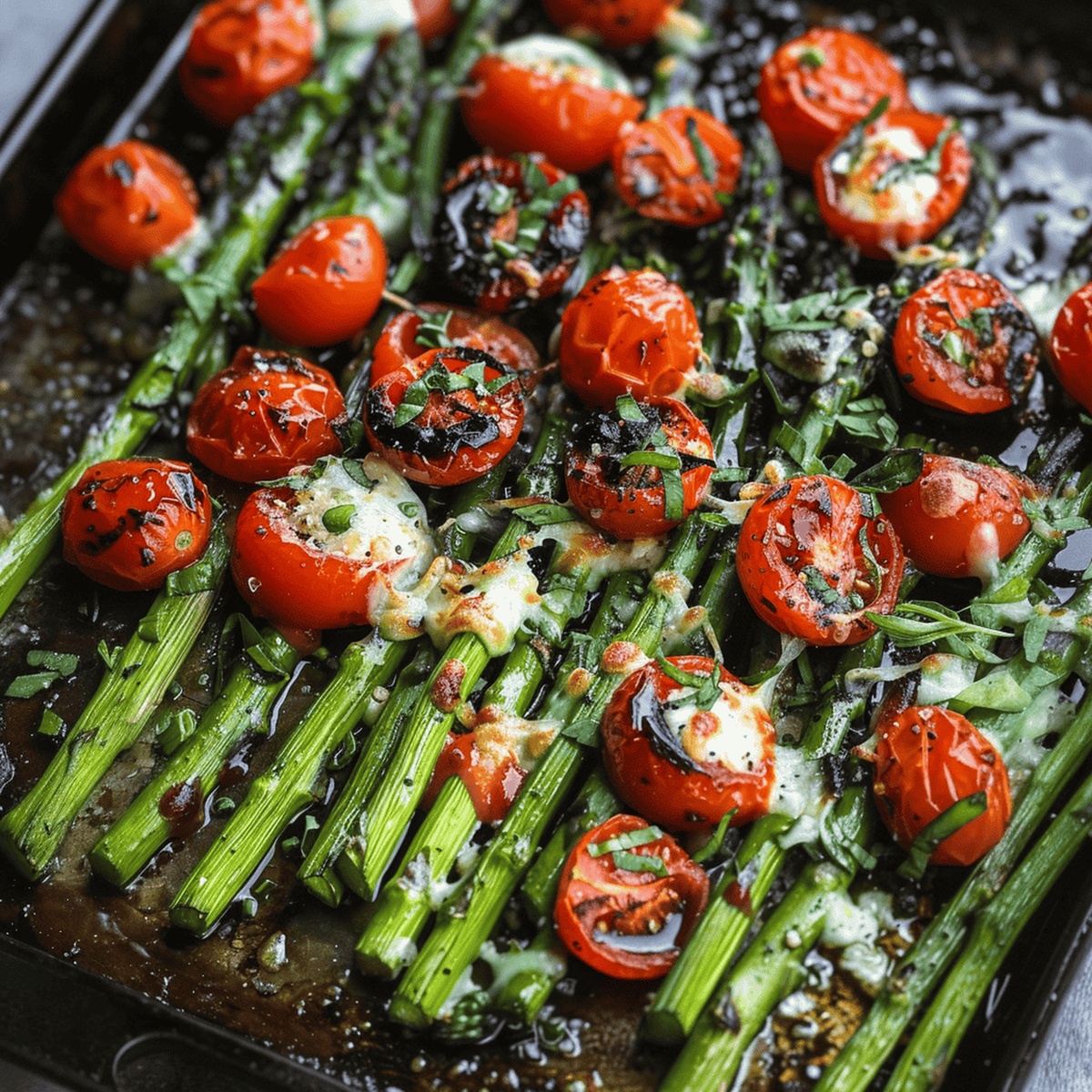 Crispy Parmesan Roasted Asparagus And Tomatoes Recipe