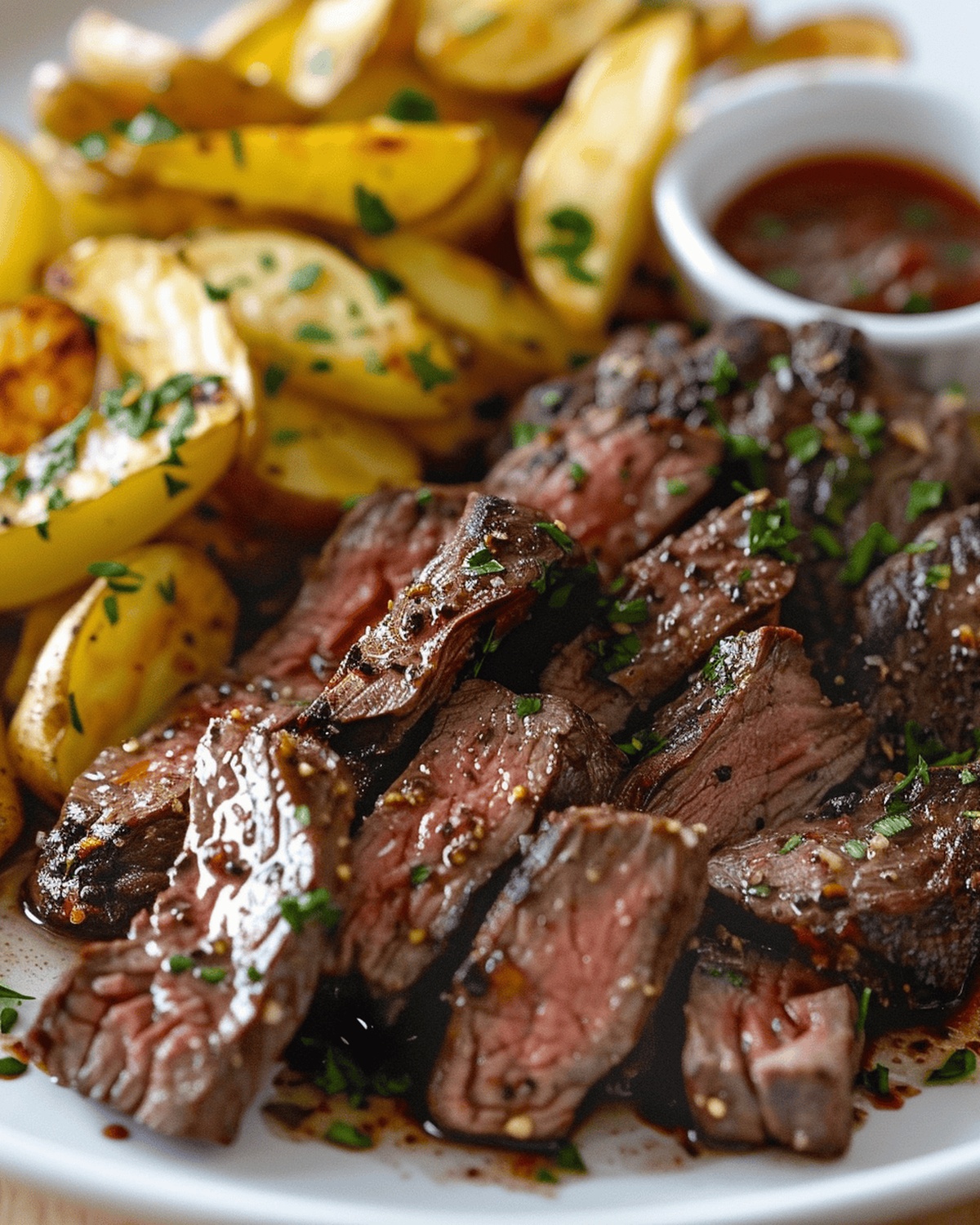 Sizzling Beef Bites And Crispy Potato Fries Recipe