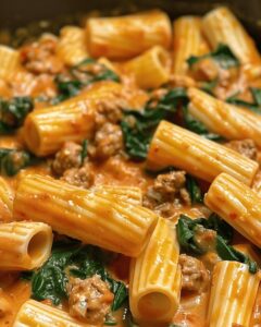 Creamy Italian Sausage Rigatoni With Spinach And Tomato Delight Recipe