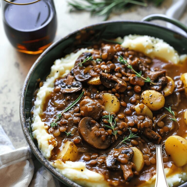 Hearty Lentil And Mushroom Stew Over Potato-Parsnip Mash Recipe