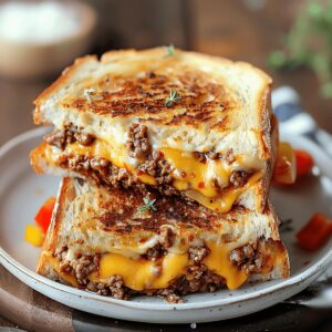 Juicy Ground Beef Grilled Cheese Sandwich Recipe