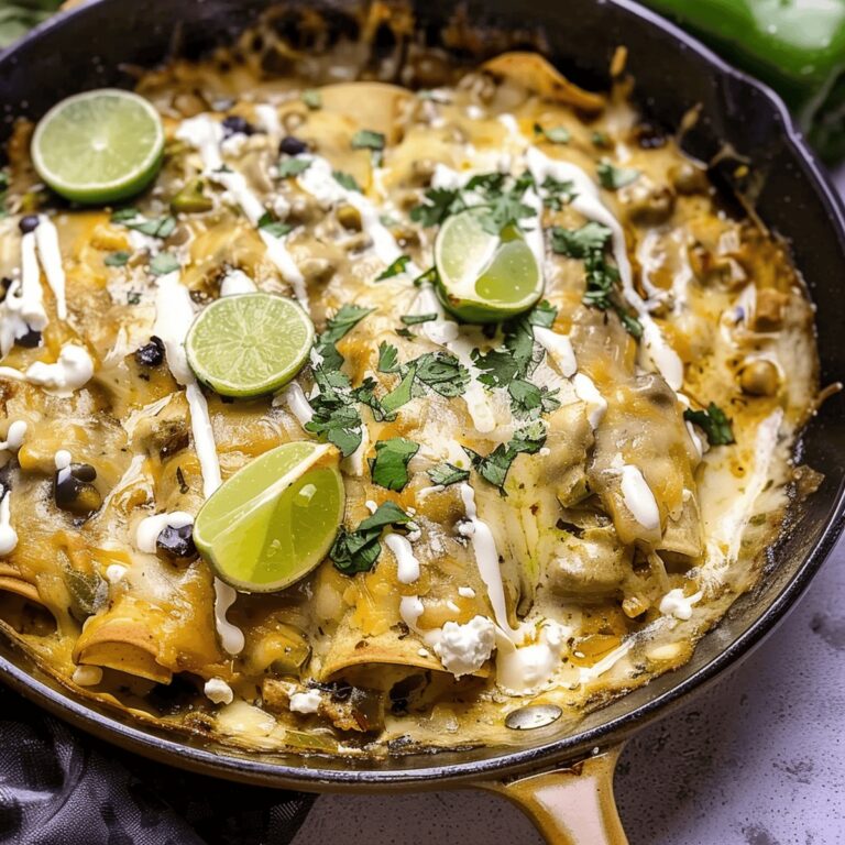Spicy Skillet Green Chile Chicken Enchiladas Recipe