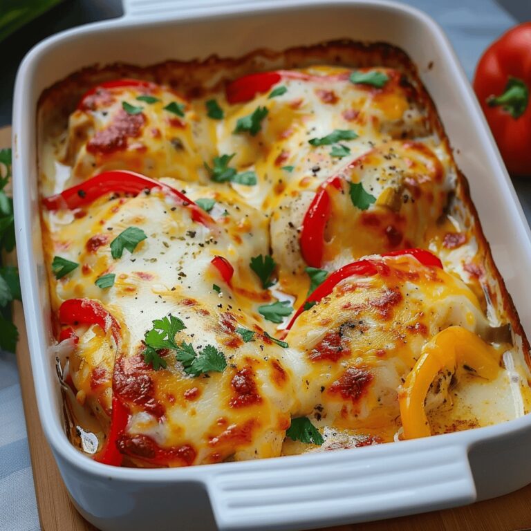 Crispy Cheesy Baked Chicken And Peppers Recipe