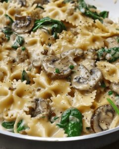 Velvety Spinach & Mushroom Farfalle Elegance Recipe