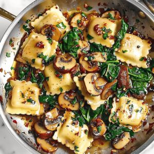 Rustic Mushroom Ravioli With Spinach Recipe