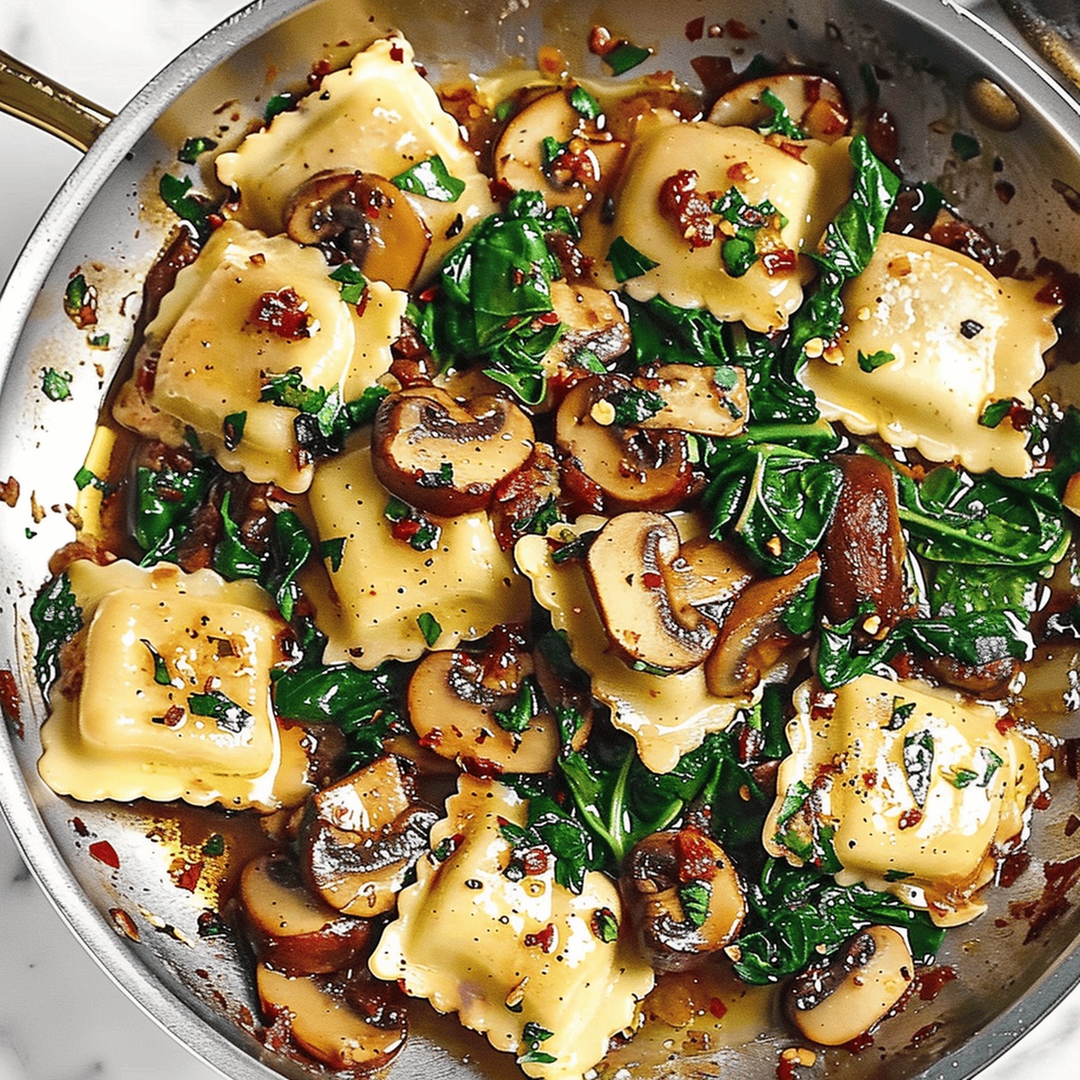 Rustic Mushroom Ravioli With Spinach Recipe