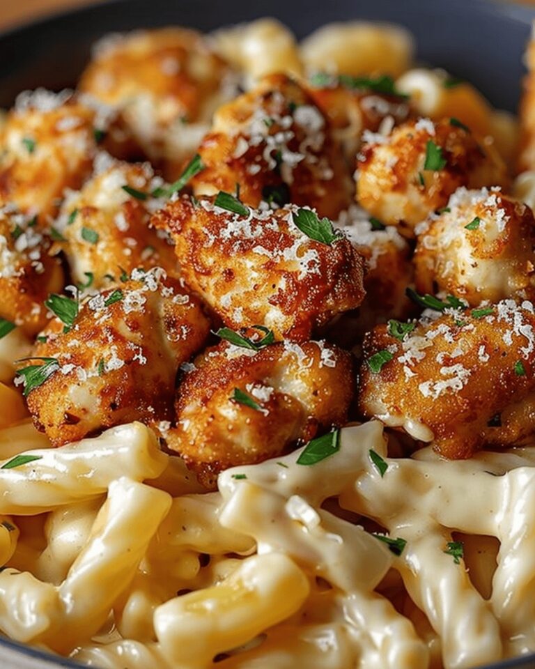 Golden Garlic Butter Chicken Bites With Silky Parmesan Pasta Recipe