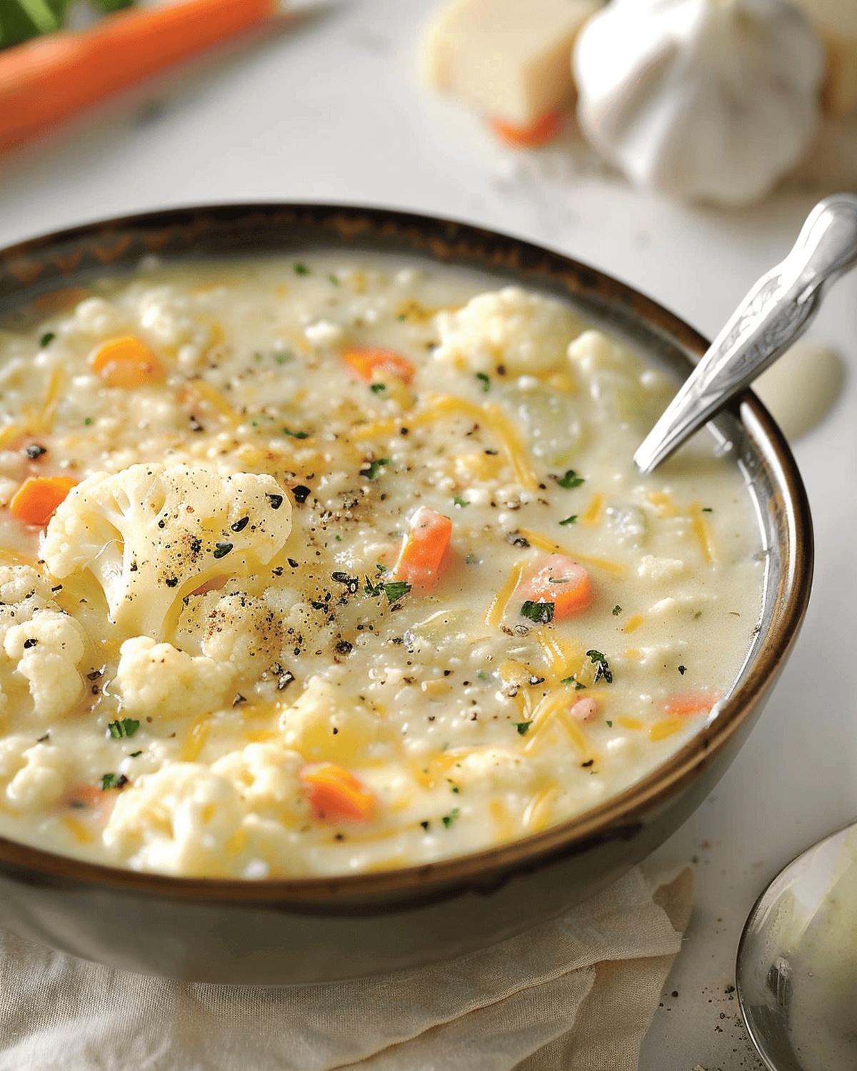 Cheddar Cauliflower And Roasted Garlic Delight Recipe