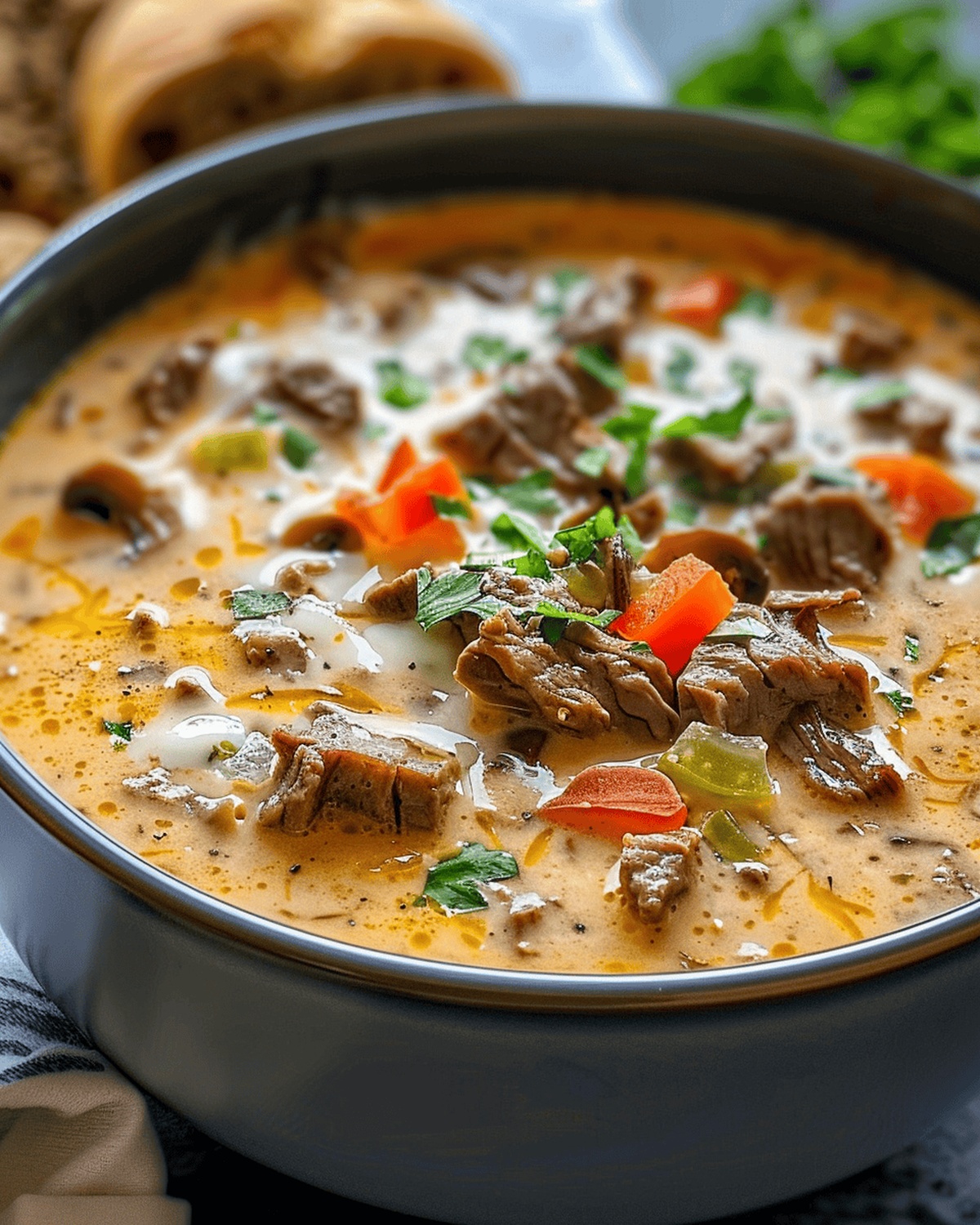 Hearty Cheesesteak Soup Recipe