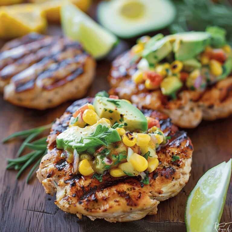 Chicken Burgers with Avocado Corn Salsa Recipe
