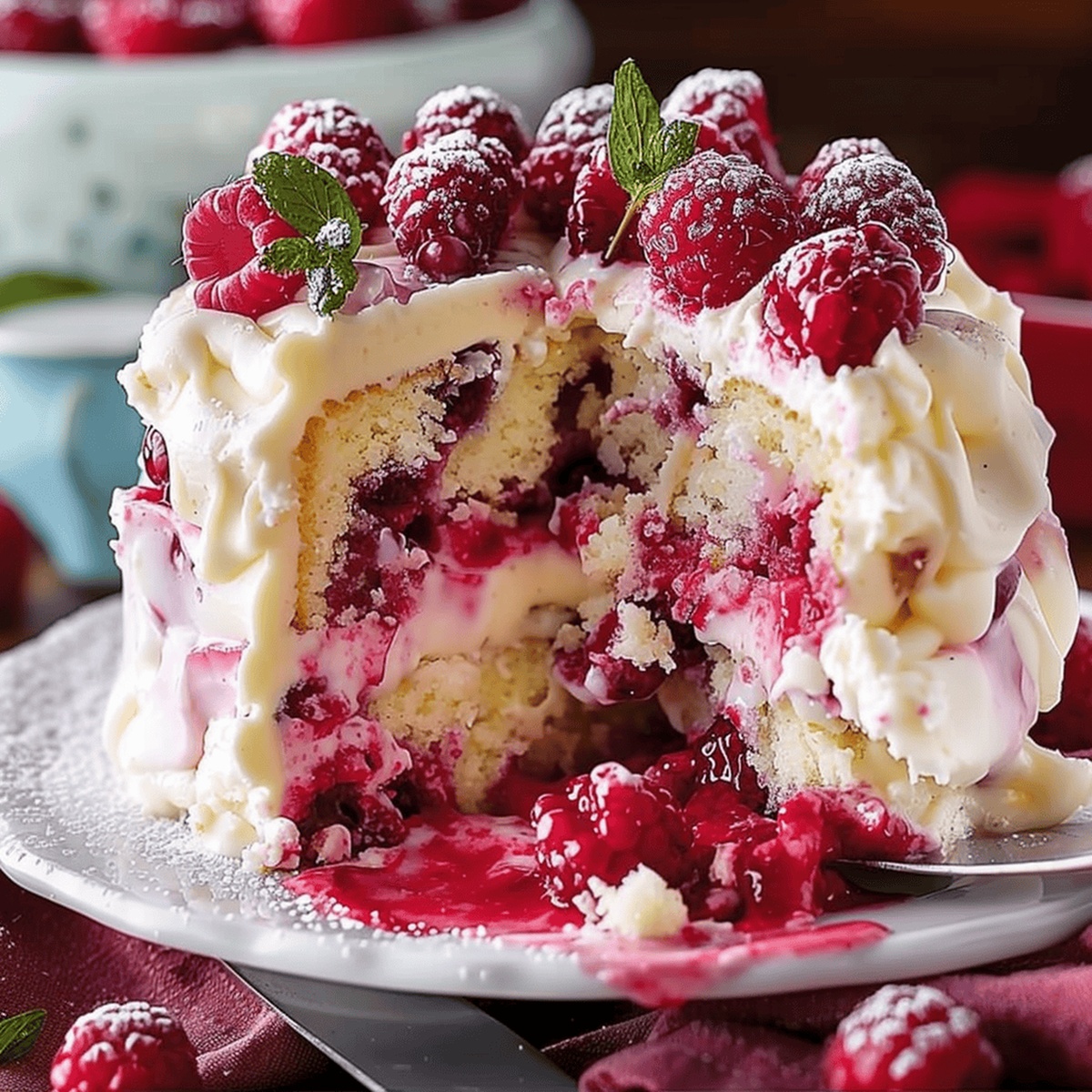 Luscious White Chocolate Raspberry Poke Cake Recipe