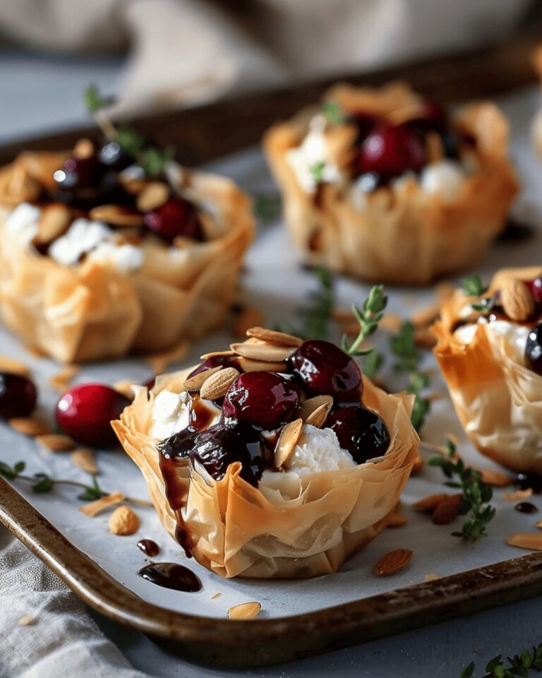 Crispy Cranberry & Almond Goat Cheese Phyllo Bites With Maple Balsamic Drizzle Recipe