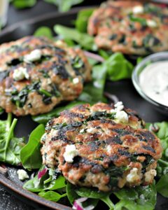 Keto Spinach Feta Turkey Burgers Recipe