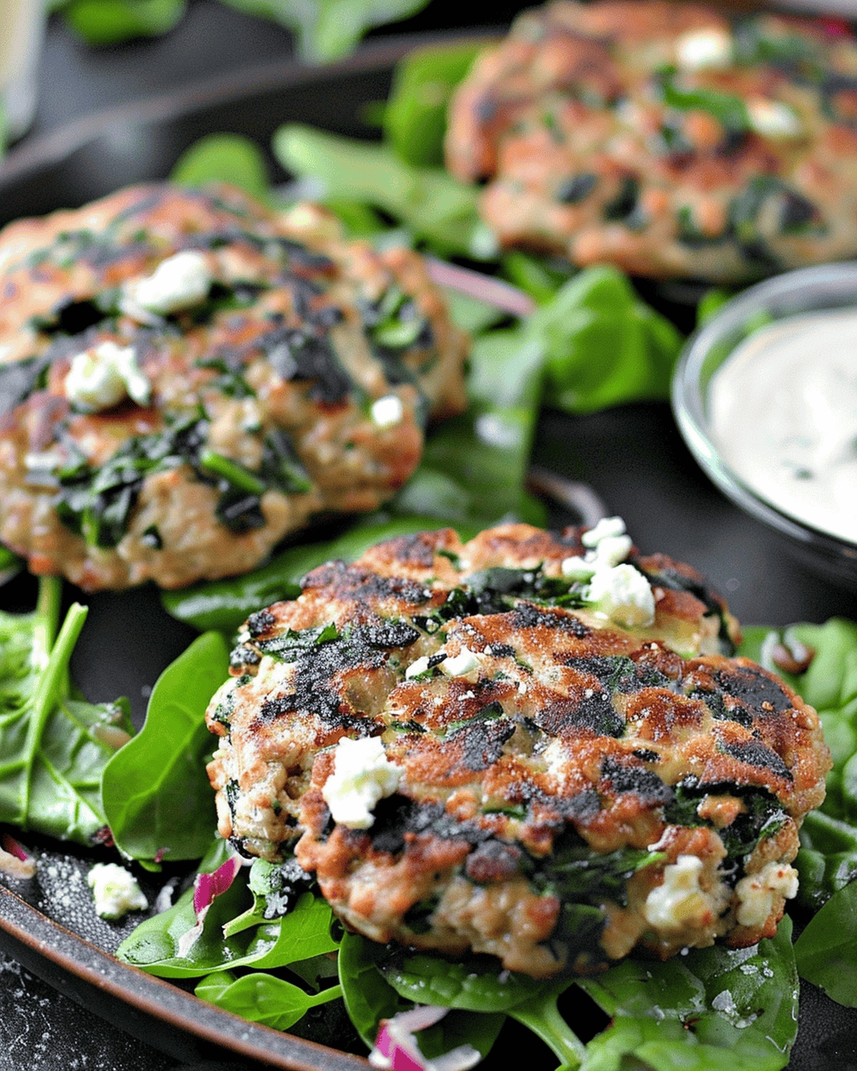 Keto Spinach Feta Turkey Burgers Recipe