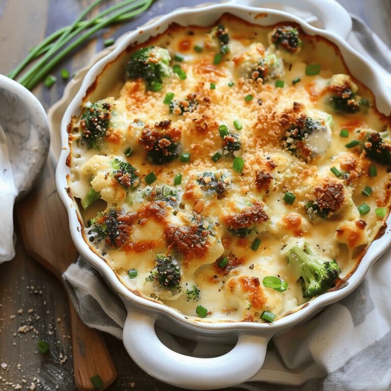 Cheesy Broccoli Cauliflower Bake Recipe