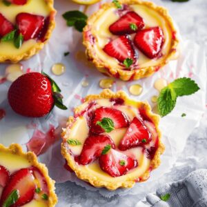 Silky Strawberry Honey Custard Tarts Recipe