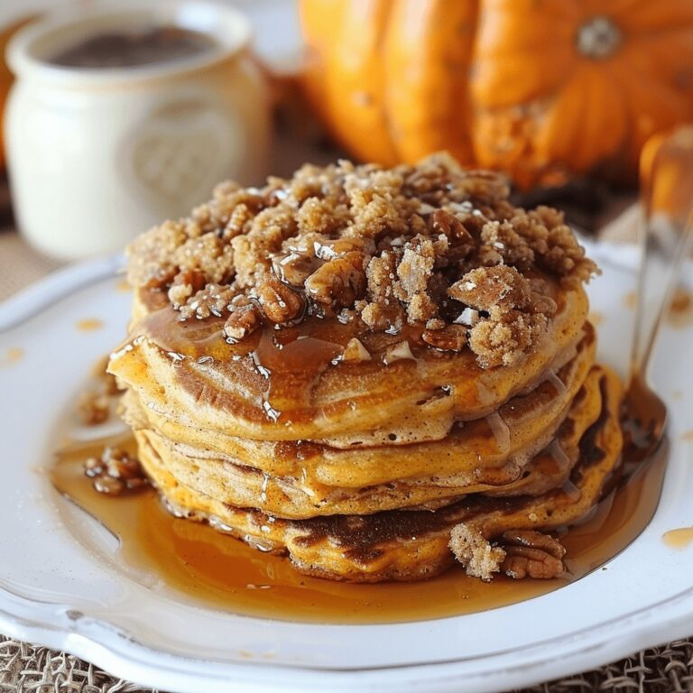 Fluffy Pumpkin Cinnamon Streusel Pancakes Recipe