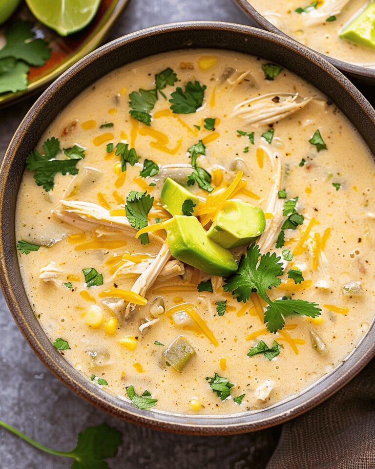 Slow Cooker Creamy Green Chile Chicken Enchilada Soup Recipe