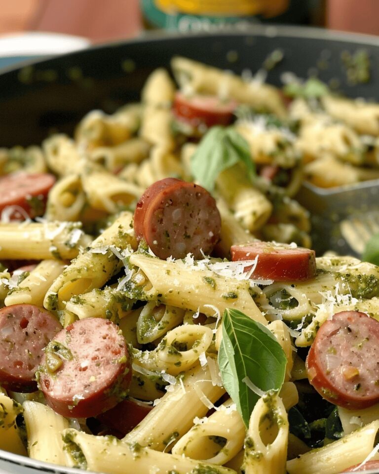 One Pan Creamy Pesto Pasta With Sausage Recipe