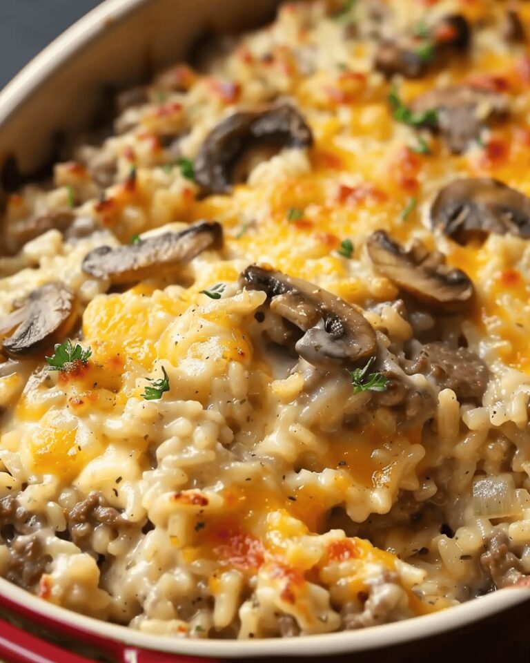 Hearty Beef And Mushroom Rice Bake Recipe