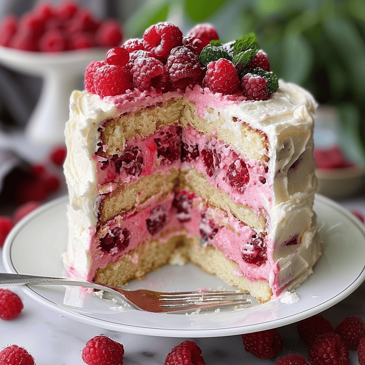 Luscious Raspberry Cream Cheese Layer Cake Recipe