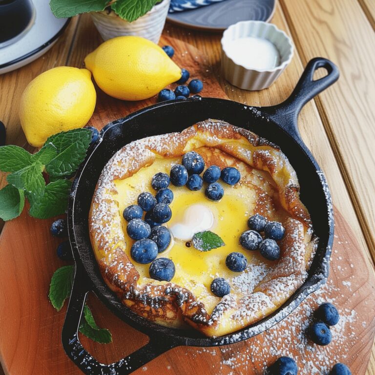 Fluffy Lemon Curd And Blueberry Dutch Baby Pancake Recipe