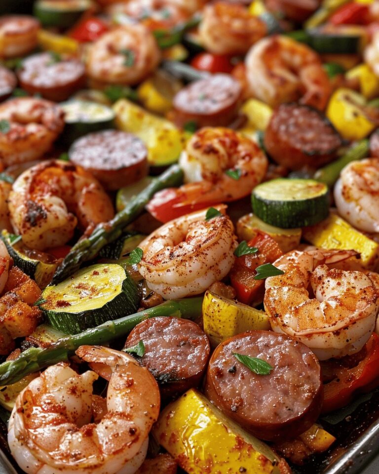 Sizzling Cajun Shrimp And Sausage Veggie Bake Recipe