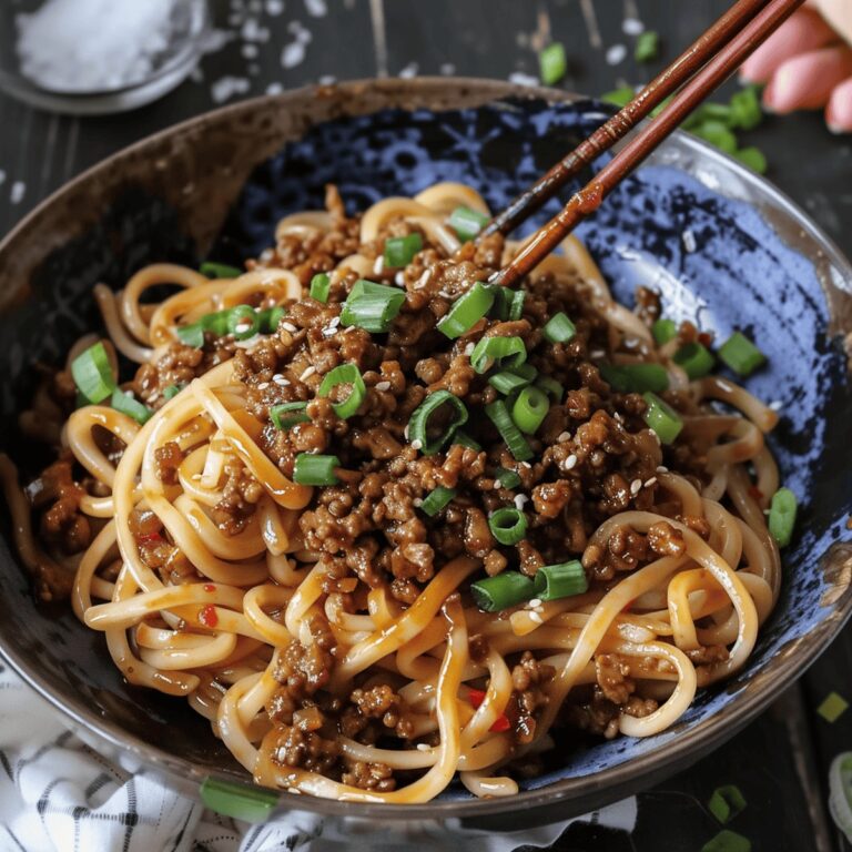 Sizzling Ground Beef Mongolian Noodles Recipe