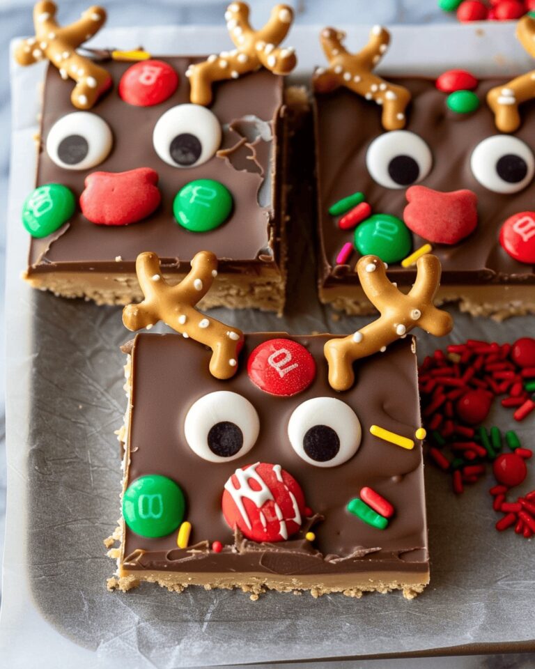 Festive Reindeer Peanut Butter Chocolate Bars Recipe
