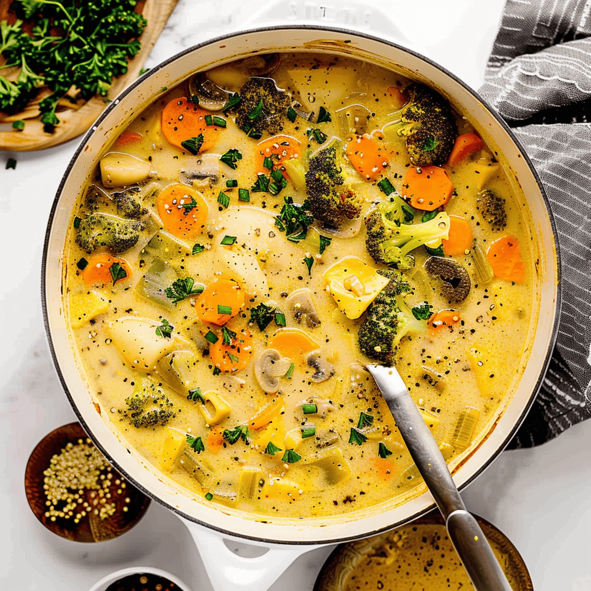 One Pot Creamy Vegetable Soup Recipe