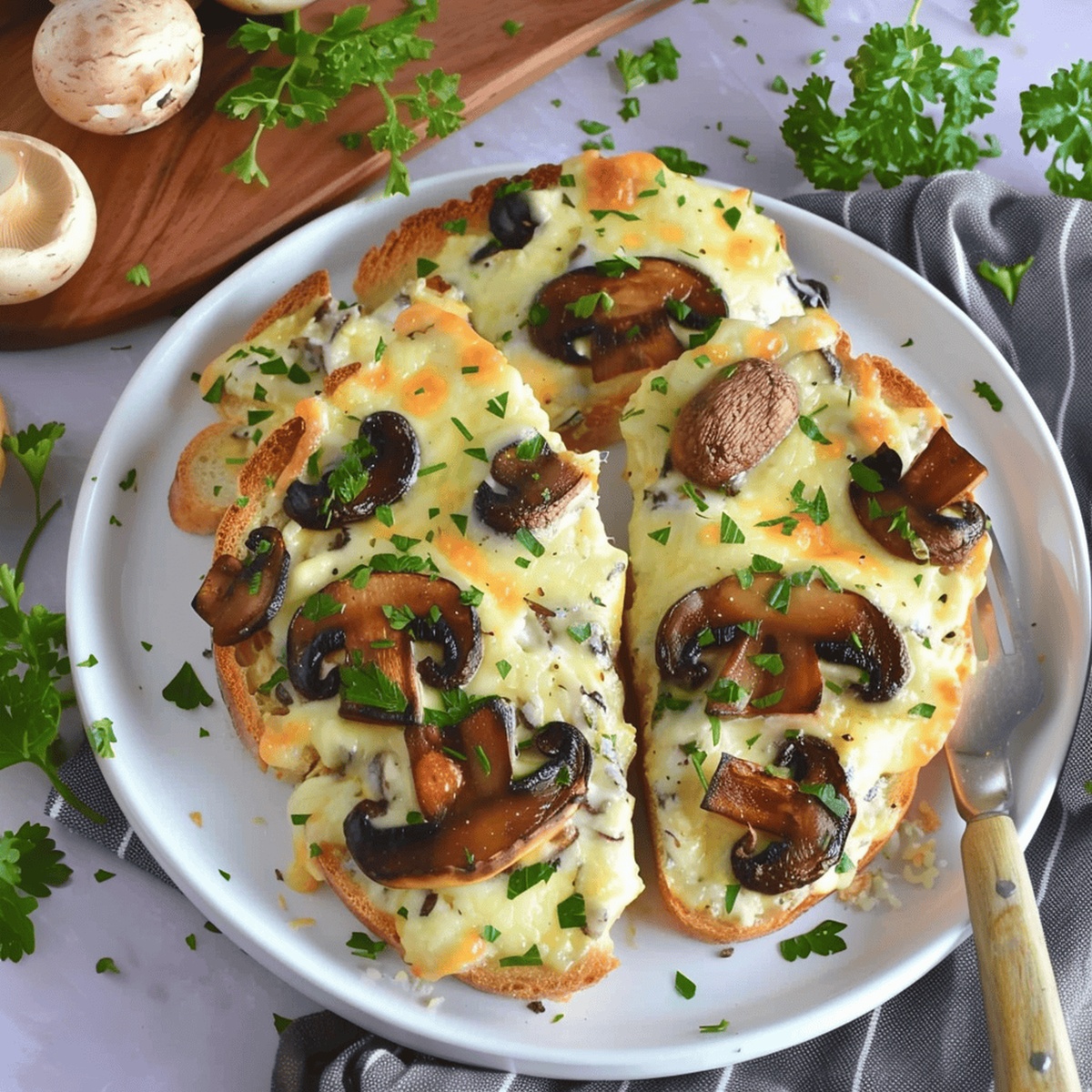 Rustic Four Cheese Mushroom Toasts Recipe