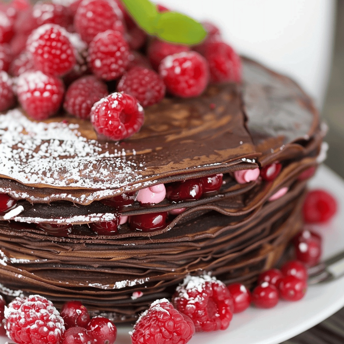 Heavenly Chocolate Raspberry Crepe Cake Recipe
