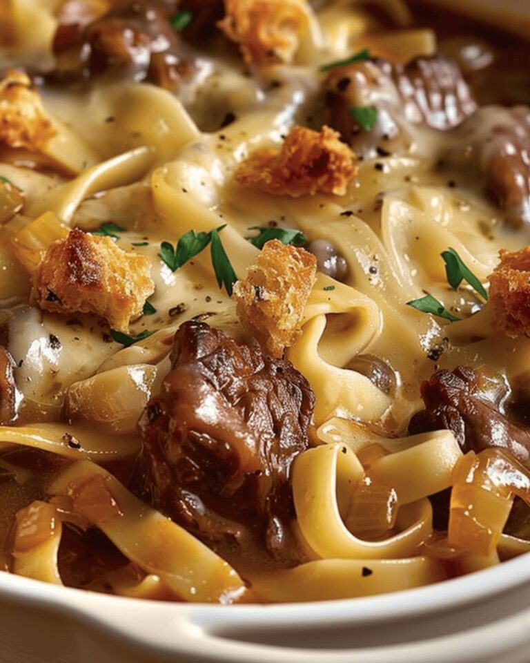French Onion Beef Noodle Bake Recipe